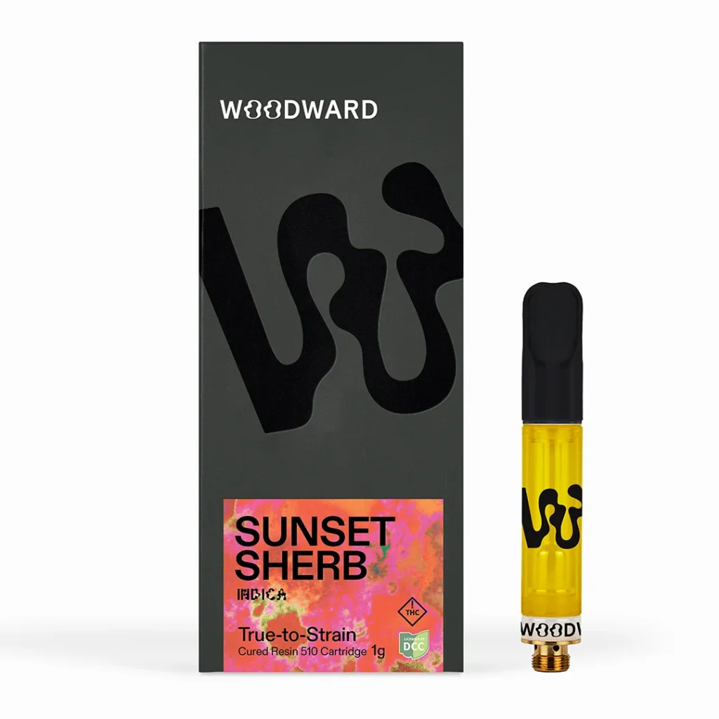 Sunset Sherb 510 Vape cartridge by Woodward